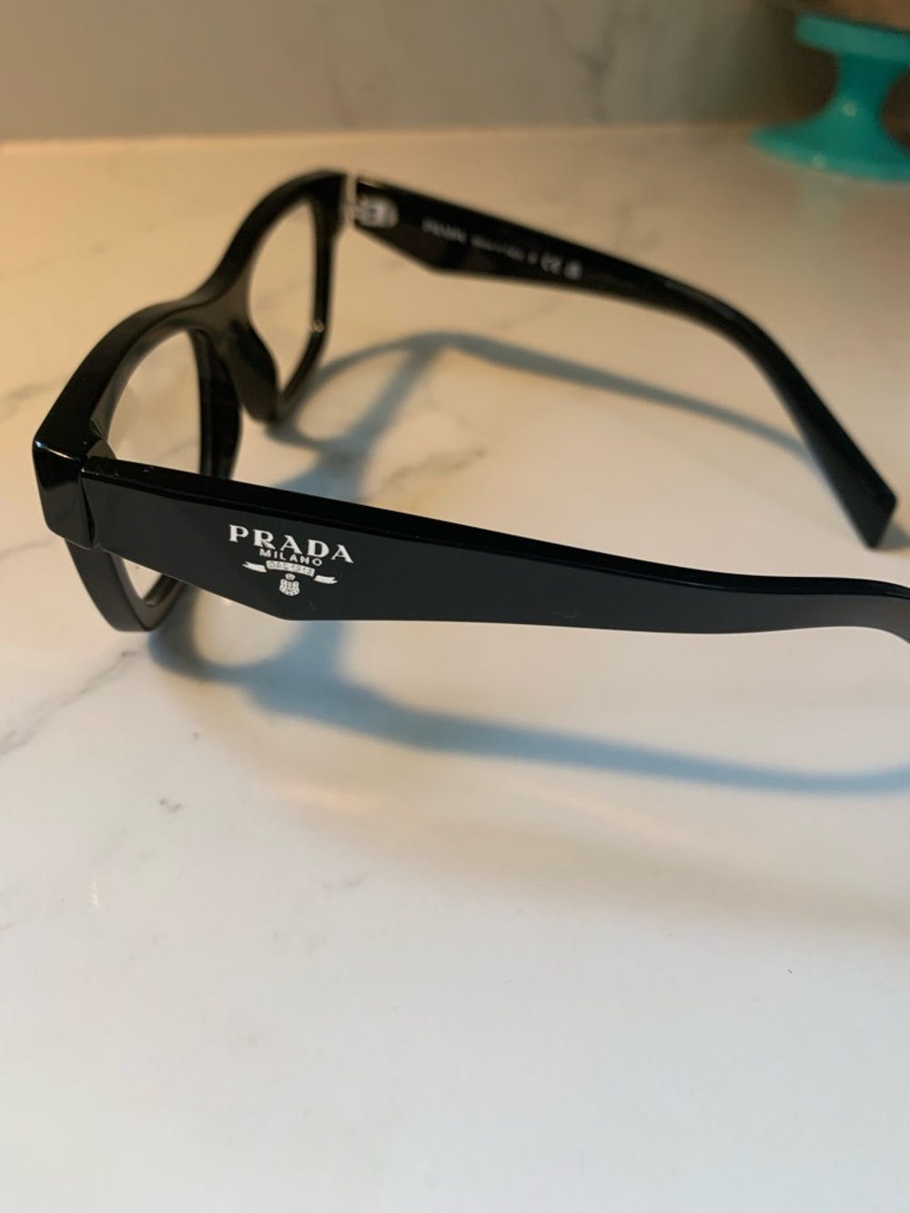 Prada Black Square Acetate Eyeglass Frames VPR-B01 Blk. Pre-Loved
